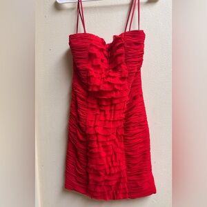Red Ruffled Spaghetti Strap Dress